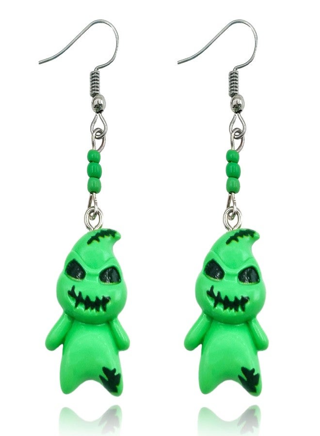 WGXIA Halloween Skull Dangle Earrings for Women WGXIA Gothic Vintage Skeleton Stud Earrings Hypoallergenic Earrings for Sensitive Ears for Girls (Spider web) (Green Ghost) - Image 1